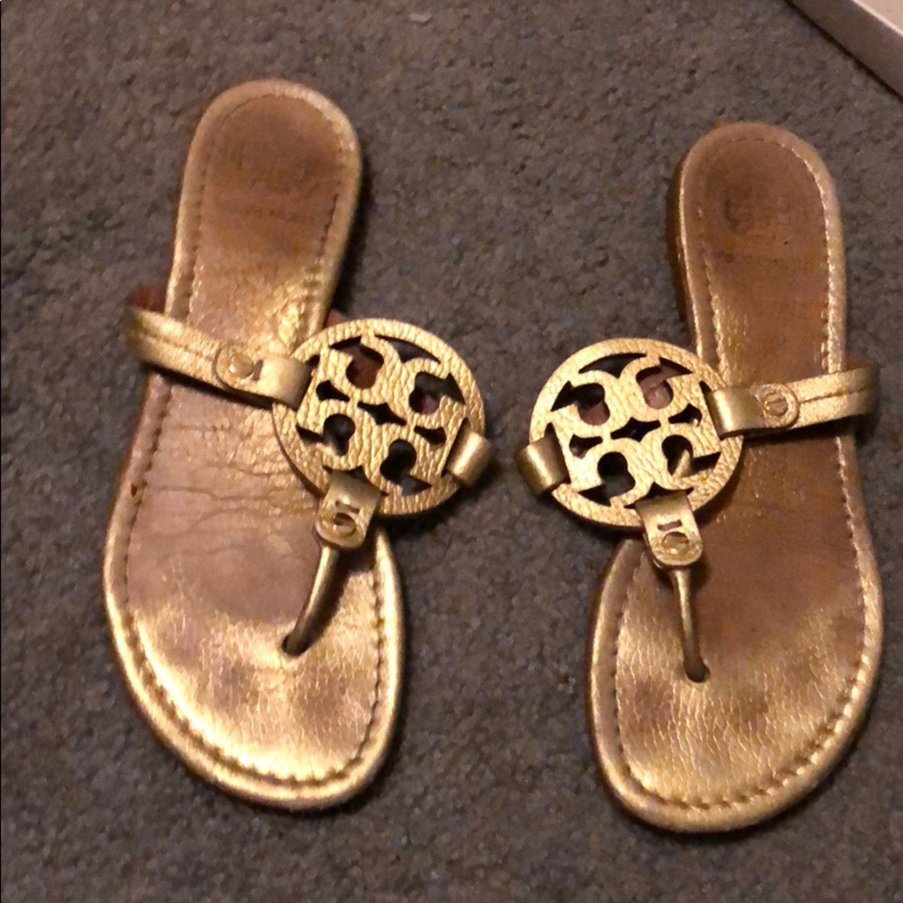 Authentic Metallic Gold Tory Burch Miller Sandals